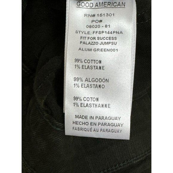 GOOD AMERICAN Sz 2 / M Jumpsuit Fit For Success Palazzo Denim Belted Green Retro - Picture 8 of 10